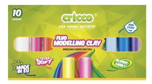 Modelina fluorescencyjna 10 kolorów CRICCO. Wydawca: Cricco. Multiszop.pl Opakowanie Modelina fluorescencyjna 10 kolorów CRICCO