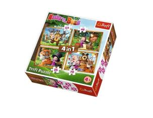 Opakowanie Puzzle 4w1 Leśne przygody Maszy TREFL