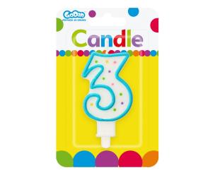 Opakowanie ŚWIECZKA CYFERKA Z KROPECZKAMI 3 7.5 CM PF-SCK3