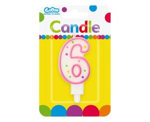 Opakowanie ŚWIECZKA CYFERKA Z KROPECZKAMI 6 7.5 CM PF-SCK6