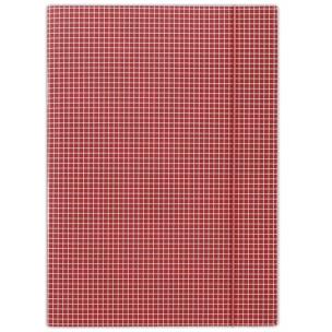 Opakowanie Teczka z gumką DONAU karton A4 czerwona w kratę 25 sztuk