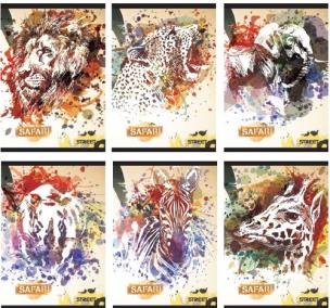 Opakowanie Zeszyt A5 w kratkę 50 kartek Street Safari 10 sztuk mix