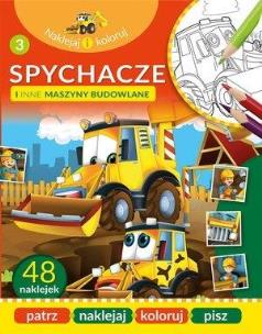 Okładka książki Naklejaj i koloruj. Spychacze i inne maszyny bud.