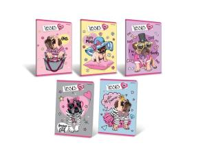 Opakowanie Zeszyt A5/16K linia podw.kol. Pug Life (20szt)