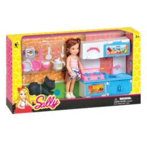 Opakowanie Laleczka Sally z niebieską kuchnią