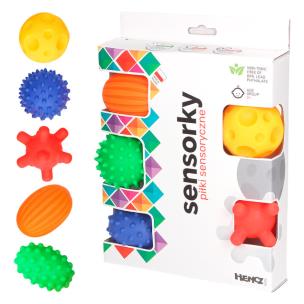 PIŁECZKI SENSORYCZNE 5 SZT W PUDEŁKU. Wydawca: Hencz Toys. Multiszop.pl Opakowanie PIŁECZKI SENSORYCZNE 5 SZT W PUDEŁKU