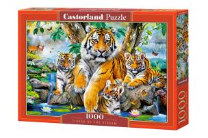 Puzzle 1000 Tigers by the Stream CASTOR. Wydawca: Castorland. Multiszop.pl Opakowanie Puzzle 1000 Tigers by the Stream CASTOR