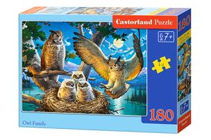 Puzzle 180 Owl Family CASTOR. Wydawca: Castorland. Multiszop.pl Opakowanie Puzzle 180 Owl Family CASTOR