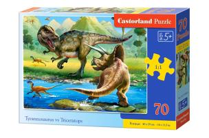 Puzzle 70 Tyrannosaurus vs Triceratops CASTOR. Wydawca: Castorland. Multiszop.pl Opakowanie Puzzle 70 Tyrannosaurus vs Triceratops CASTOR