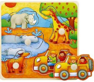 Opakowanie Puzzle drewniane pinezki Safari