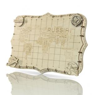 Opakowanie Drewniane puzzle 3D Ekspedycyjna mapa Świata 2