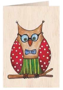 Opakowanie Karnet drewniany C6 + koperta Sowa