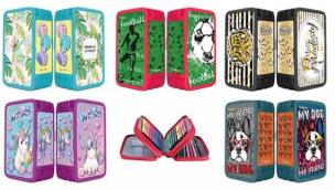 Opakowanie Piórnik szkolny GIMBOO z wyposażeniem 3 komory mix kolorów