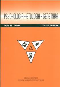 Opakowanie Psychologia etologia genetyka Tom 15/2007