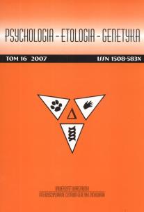 Opakowanie Psychologia etologia genetyka Tom 16/2007