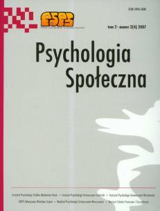 Opakowanie Psychologia społeczna Tom 2 numer 2 (4) / 2007