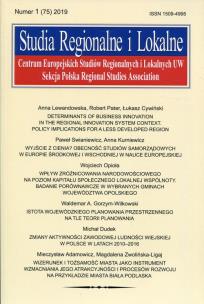 Opakowanie Studia Regionalne i Lokalne Numer 1 (75) 2019