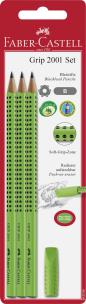 Opakowanie Zestaw Grip 2001 B 3x ołówek + gumka jasnozielony
