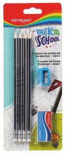 Opakowanie Zestaw ołówków drewnianych z gumką i temperówką HB mix kolorów