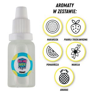 Opakowanie AROMATY 15ML ZESTAW NR 2 - 5 SZTUK (MARAKUJA/PIANKA TRUSKAWKOWA/POMARAŃCZA/WANILIA/ANANAS)
