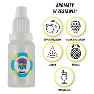 Opakowanie AROMATY 15ML ZESTAW NR 3 - 5 SZTUK (GUMA BALONOWA/PIANKA MALINOWA/ARBUZ/ANANAS/PINACOLADA)
