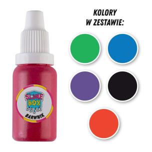 Opakowanie BARWNIKI W PŁYNIE 15ML ZESTAW NR 4 - 5 KOLORÓW  (CIEMNY ZIELONY/NIEBIESKI/FIOLETOWY/CZARNY/CZERWONY)