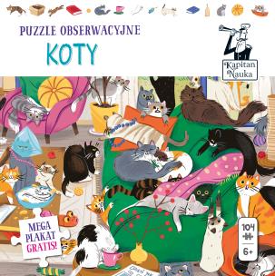 Okładka książki Kapitan Nauka. Puzzle obserwacyjne. Koty 6+