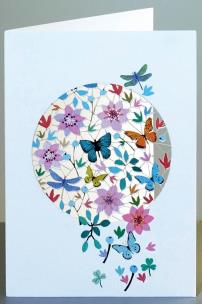 Opakowanie Karnet F07 wycinany + koperta Kwiaty i motyle