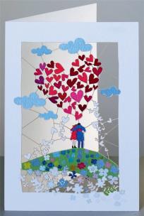 Opakowanie Karnet PM146 wycinany + koperta Para z sercem Ślub