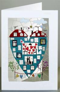 Opakowanie Karnet PM156 wycinany + koperta Serce - dom - Ślub