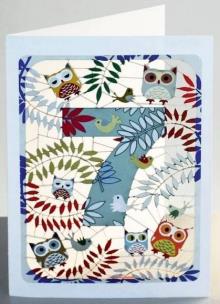 Opakowanie Karnet PM797 wycinany + koperta Urodziny 7 sowy