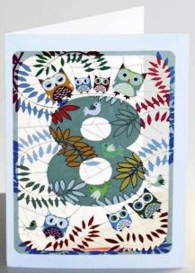 Opakowanie Karnet PM798 wycinany + koperta Urodziny 8 sowy