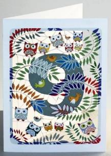 Opakowanie Karnet PM799 wycinany + koperta Urodziny 9 sowy