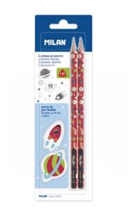 Opakowanie Ołówki trójkątne 2szt + gumki 2szt SHS MILAN