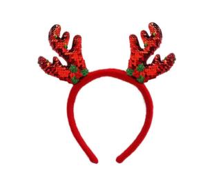 Opakowanie Opaska cekinowa z rogami renifera czerwona