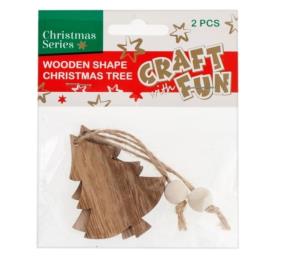 Opakowanie Ozdoba dek drewniana choinka zawieszka 2szt