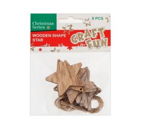 Opakowanie Ozdoba dekoracyjna drewniana gwiazda 8szt