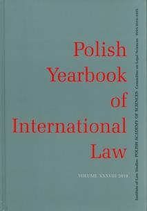 Opakowanie Polish Yearbook of International Law Volume XXXVIII 2018
