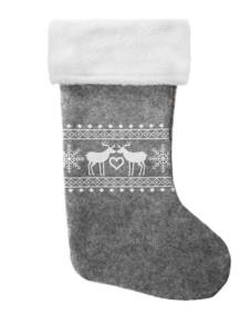 Opakowanie Skarpeta świąteczna szara z reniferami