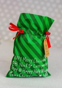 Opakowanie Worek Świąteczny zielone paski 20x30cm (5szt)