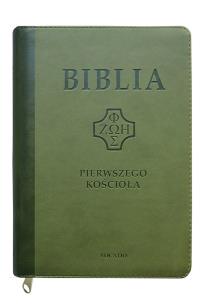 Okładka książki Biblia pierwszego Kościoła z paginat.ciemnozielona