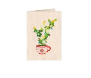 Opakowanie Karnet drewniany C6 + koperta Święta Kaktus