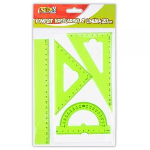 Opakowanie Komplet kreślarski z linijką 20cm zielony PENMATE