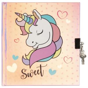 Opakowanie Pamiętnik metalizowany z kłódką Jednorożec 11