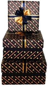 Opakowanie Pudełko Tone Ribbon Kwadrat niebieskie L ROZETTE