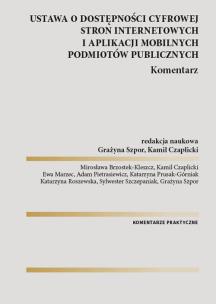 Okładka książki Ustawa o dostępności cyfrowej stron internetowych i aplikacji mobilnych podmiotów publicznych. Komen