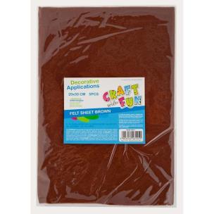 Filc arkusz brązowy 20x30 5el. Wydawca: Craft With Fun. Multiszop.pl Opakowanie Filc arkusz brązowy 20x30 5el