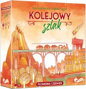 Gra - Kolejowy szlak: Płomienna Czerwień. Autor: Hach Hjalmar, Silva Lorenzo. Multiszop.pl Okładka książki Gra - Kolejowy szlak: Płomienna Czerwień