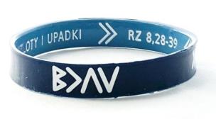 Opakowanie Opaska silikonowa - Bóg jest większy - granat