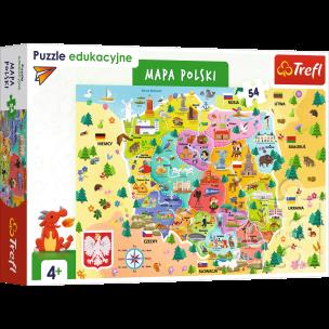Opakowanie PUZZLE EDUKACYJNE 54 MAPA POLSKI NOWA PL